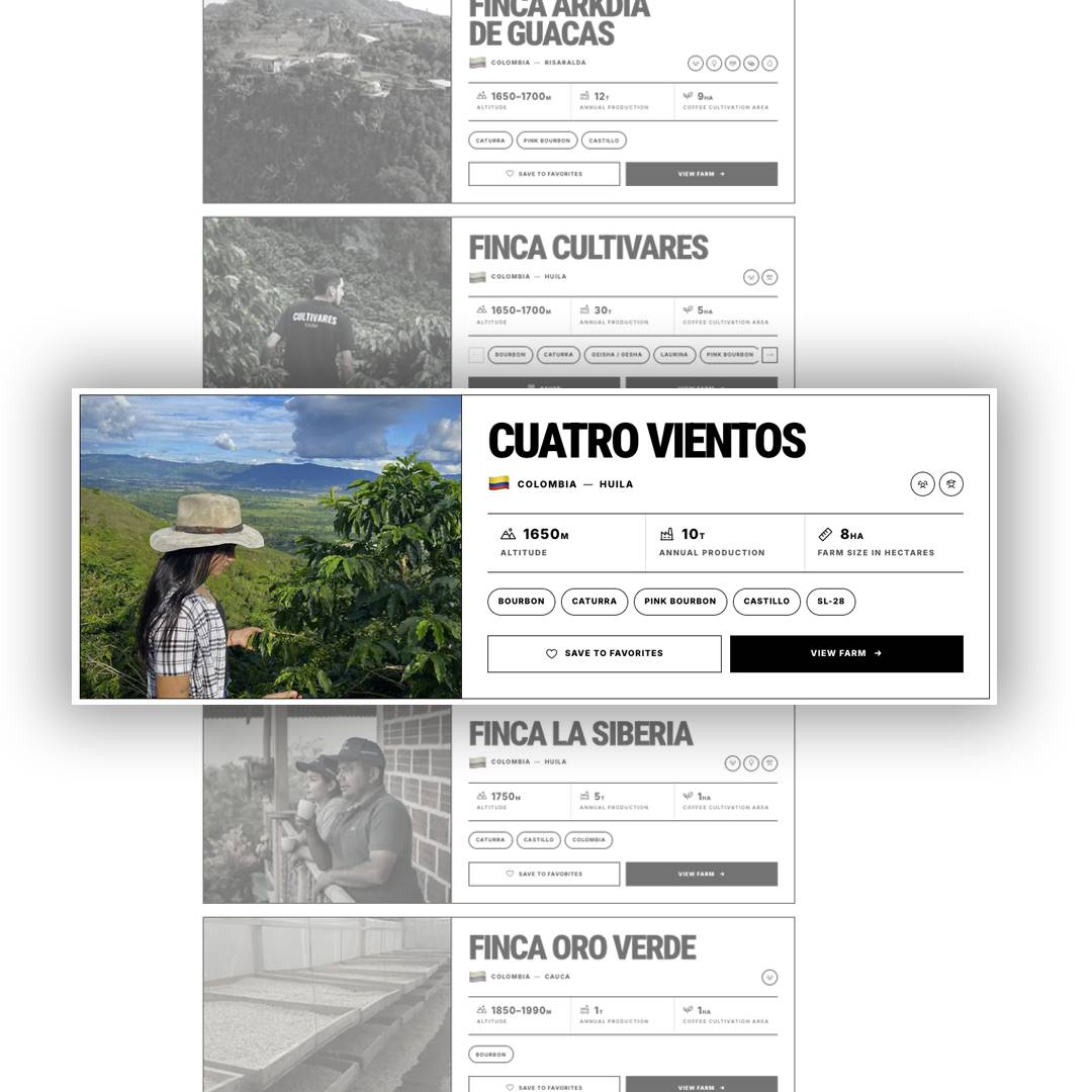 Beanivo farm directory on a smartphone