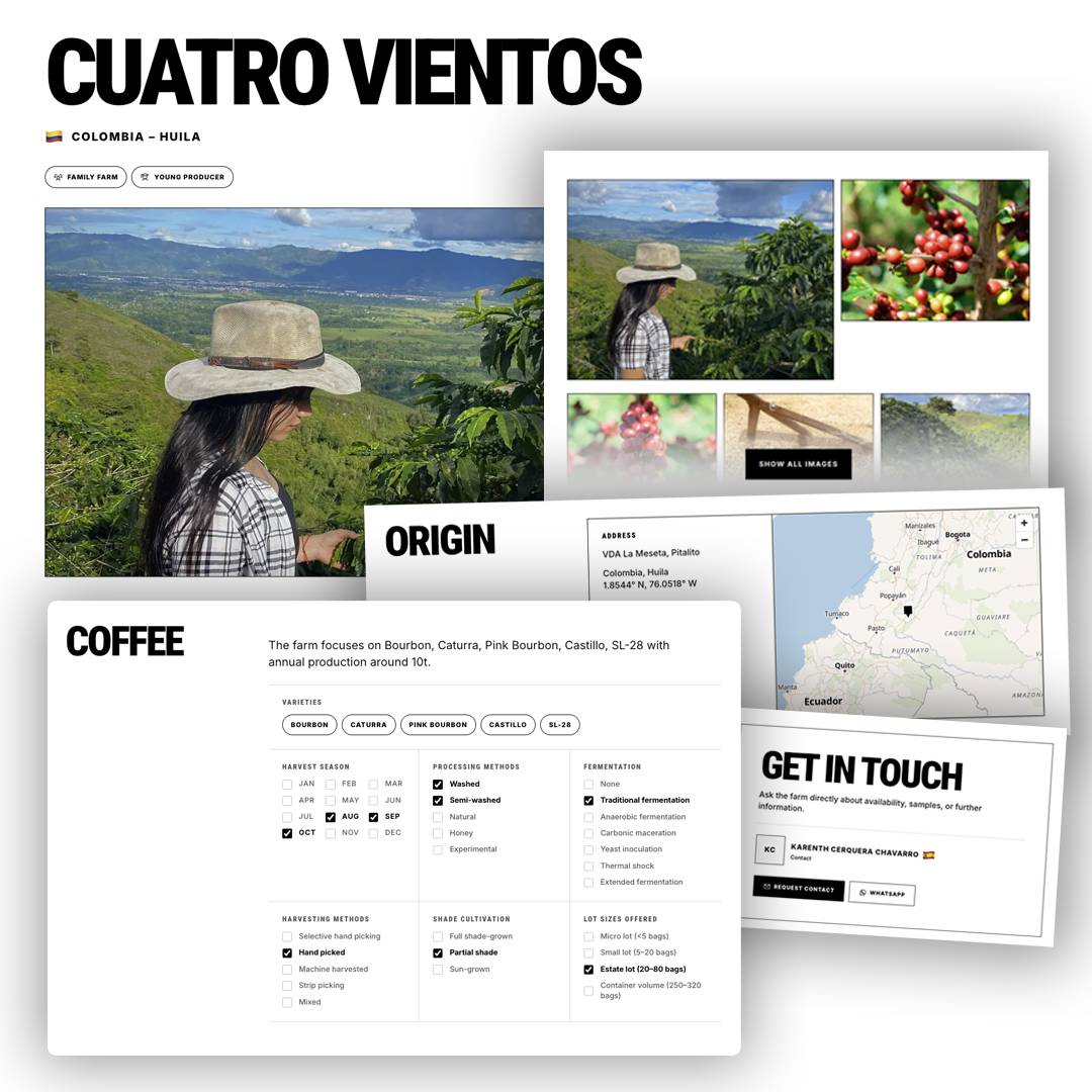 Beanivo farm profile on a smartphone