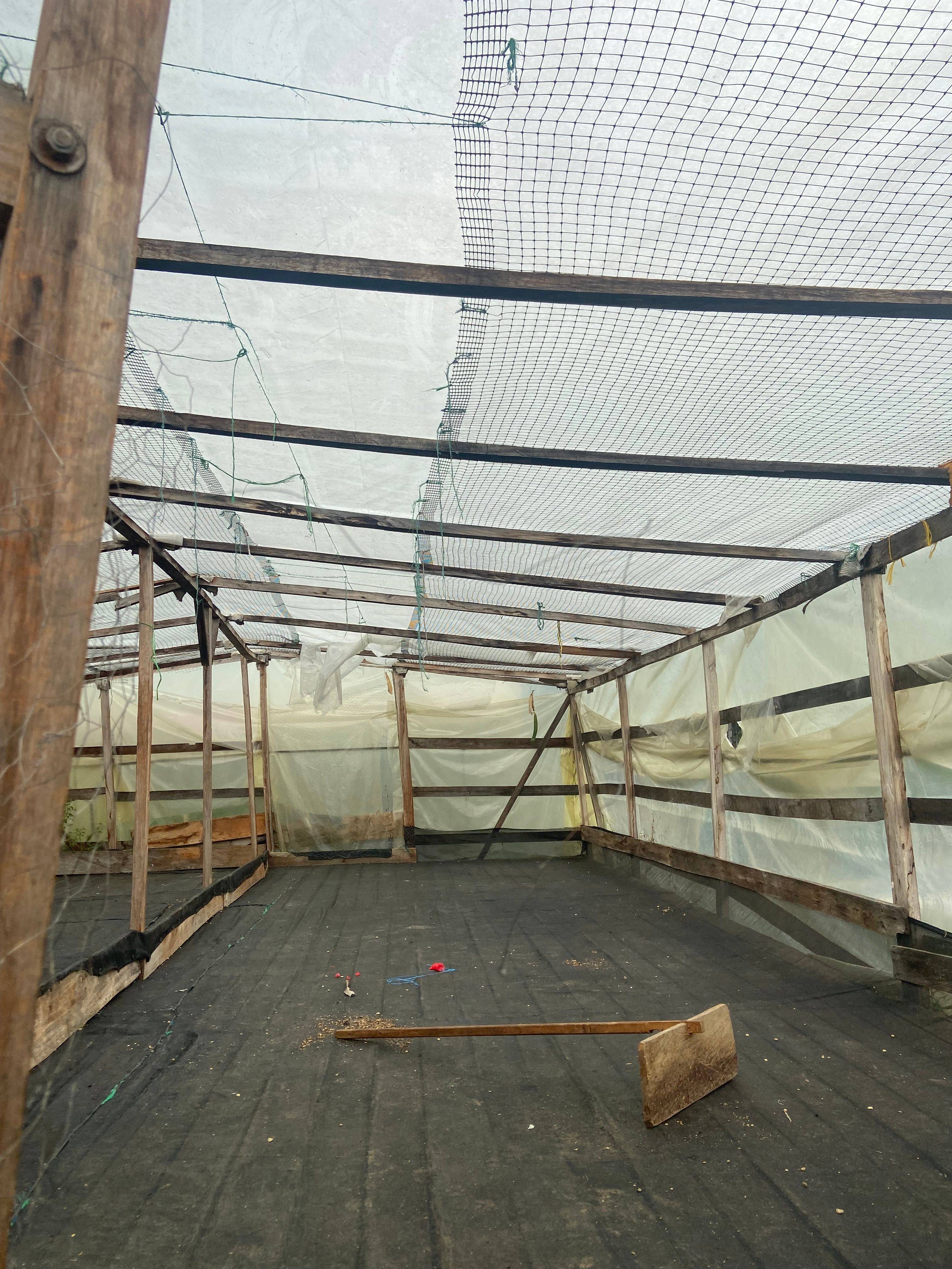 Covered drying beds used for coffee processing at Finca El Brasil / VALSA Coffee in Colombia.